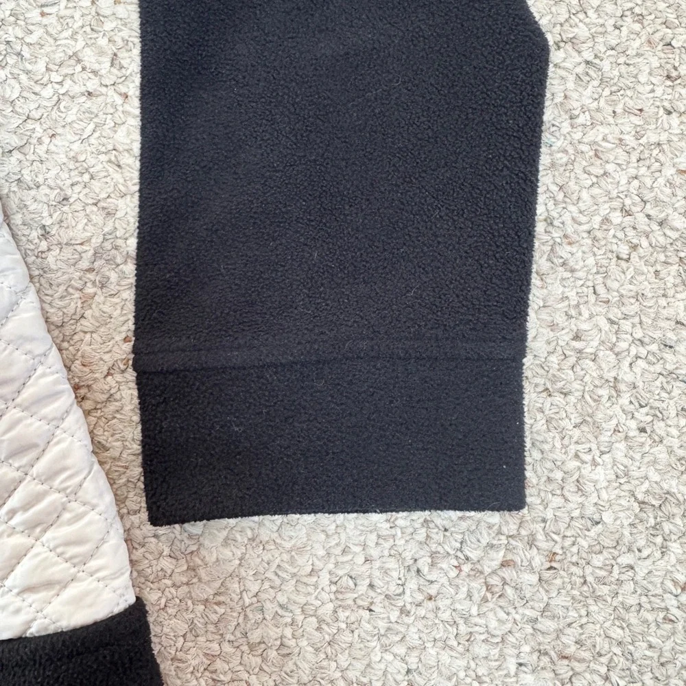 Lauren‎ Ralph Lauren Women Quilted Fleece Jacket Full Zip Black Cream Size L
